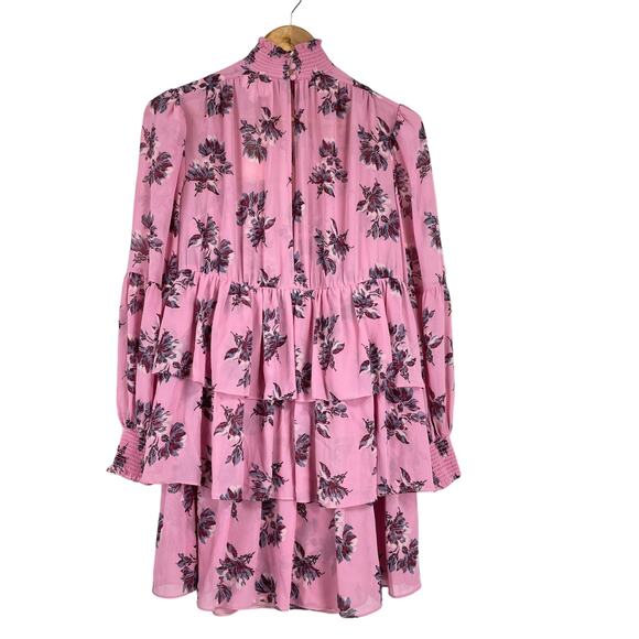 CINQ À SEPT NWT Corrine Tiered Minidress Size 6 Smocked Floral Ruffle Pink - Picture 5 of 13